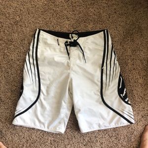 White and Black FOX swim trunks